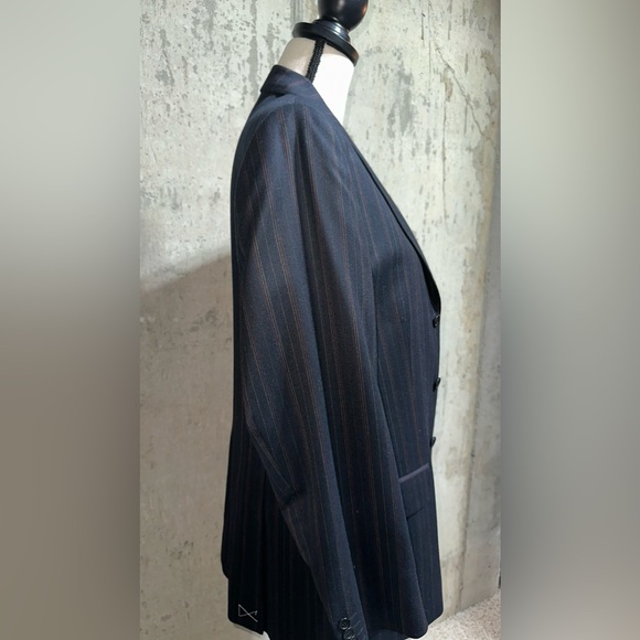 100% Italian wool/Super 120s/Navy multi striped/Mens suit/Jacket/2-pants - Picture 7 of 7